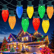 C9 Christmas Lights Outdoor, 114 Feet 150 LED C9 String Lights with Timer  8 Li