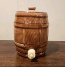 Vintage McCoy Pottery USA Ceramic Barrel Water Drink Dispenser w/ Lid