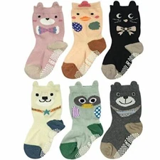 Wrapables Peek A Boo Animal Non-Skid Toddler Socks, Zoo Animals (Small)