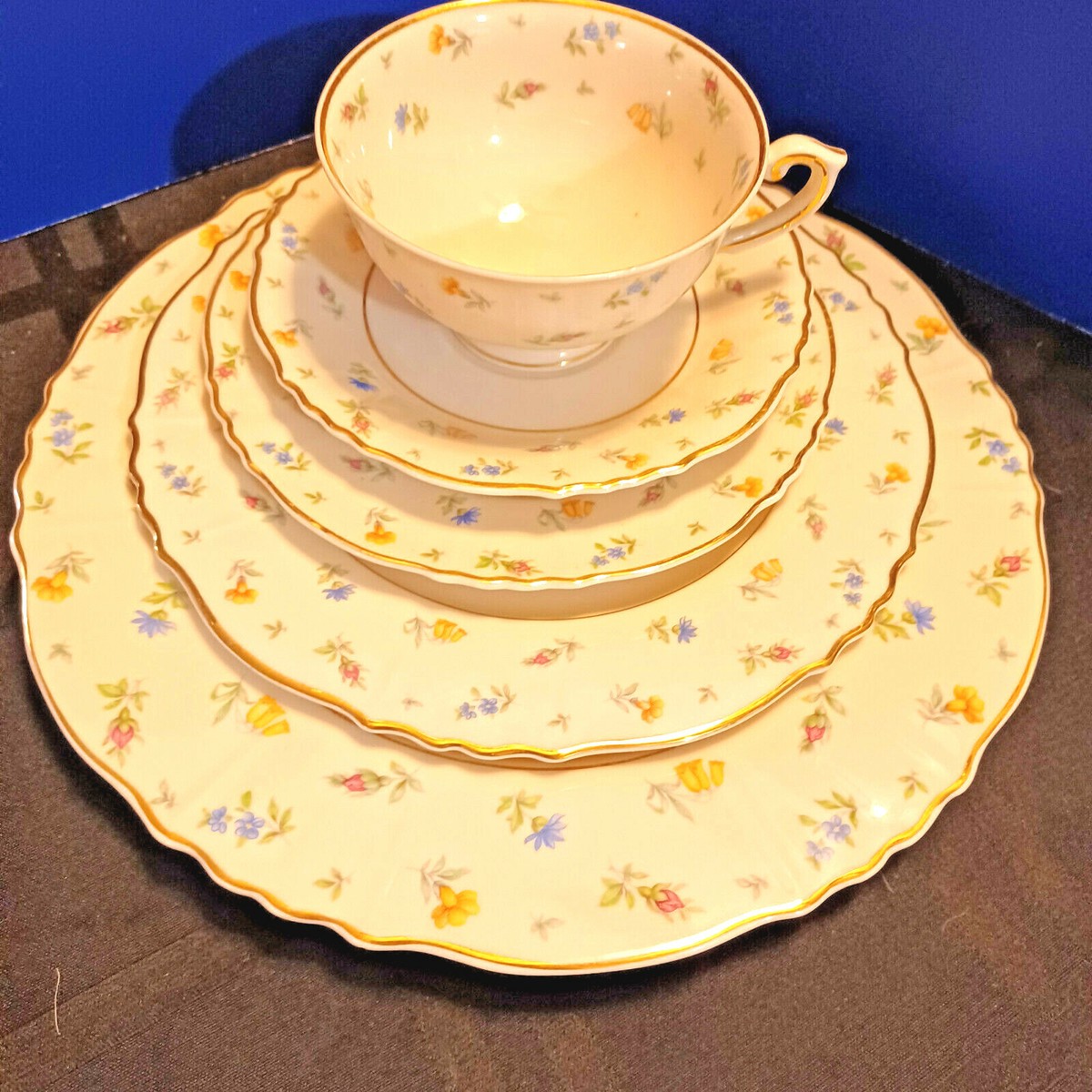 シルクスクリーンSuzanne Pinotte 額82x70 　70/100 SYRACUSE CHINA FEDERAL SUZANNE PATTERN 5 PIECE PLACE SETTING