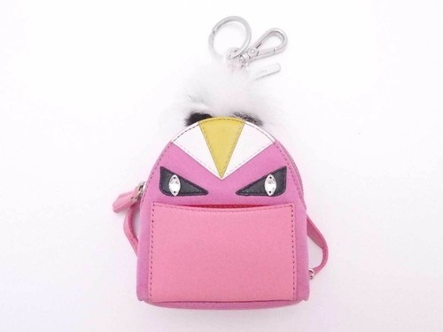 Auth FENDI Monster Bag Charm Key Pouch Pink/Multicolor Nylon/Fur - e54388 | eBay