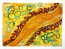 Original Art ‘River Running’ Encaustic Wax Painting Artist Tristina Dietz Elmes