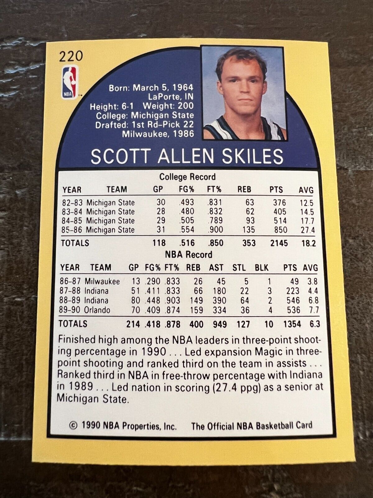 1990 NBA Hoops Basketball Card #220 Scott Skiles, Orlando Magic (J2) | eBay