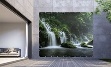 OUTDOOR BILDER BANNER GARTEN POSTER WETTERFEST XXL 300x250 Wasserfall Wald Natur