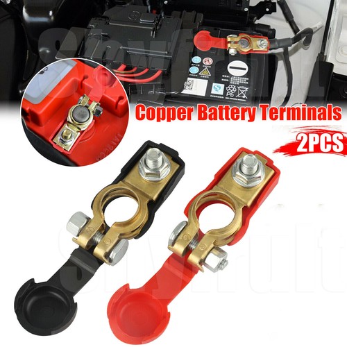2 Car Battery Terminal Connector Top Post Positive Negative Heavy Duty ...