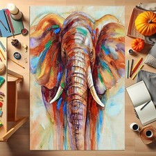 Elephant Rug for Livingroom, Animal Pattern, Brush Wild Pattern, Modern, Nonslip