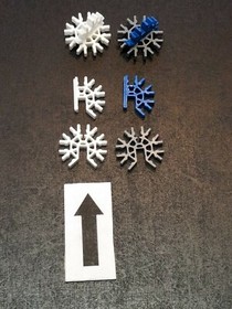 100 MICRO K'NEX White Slotted Connectors 3D 7 & 4-way (Blue & Gray Size) KNEX