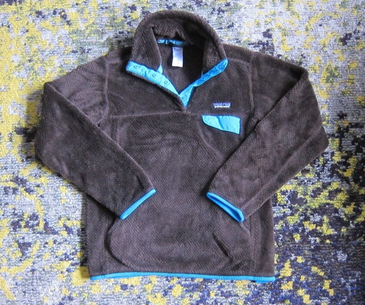 Womens Patagonia Snap T Re Tool Textured Fleece Brown & Blue sz XS