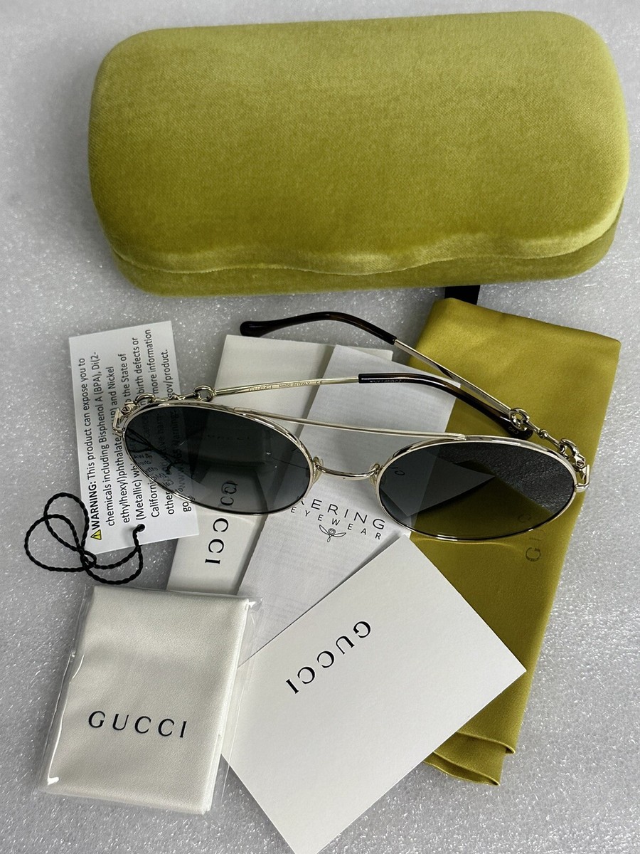 New GUCCI GG0878S 001 Gold Havana Frame Grey Lens 59-20-140 