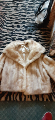 Vintage 60s Blonde Mink Coat Fur Collar Plush Opera Stroller Swing