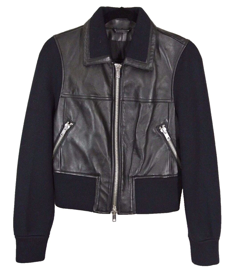 NUEVO 3.1 PHILLIP LIM Cuero Suéter-Chaqueta-, Negro Talla S $1,195 #SJ1561 Foto 3 de 4