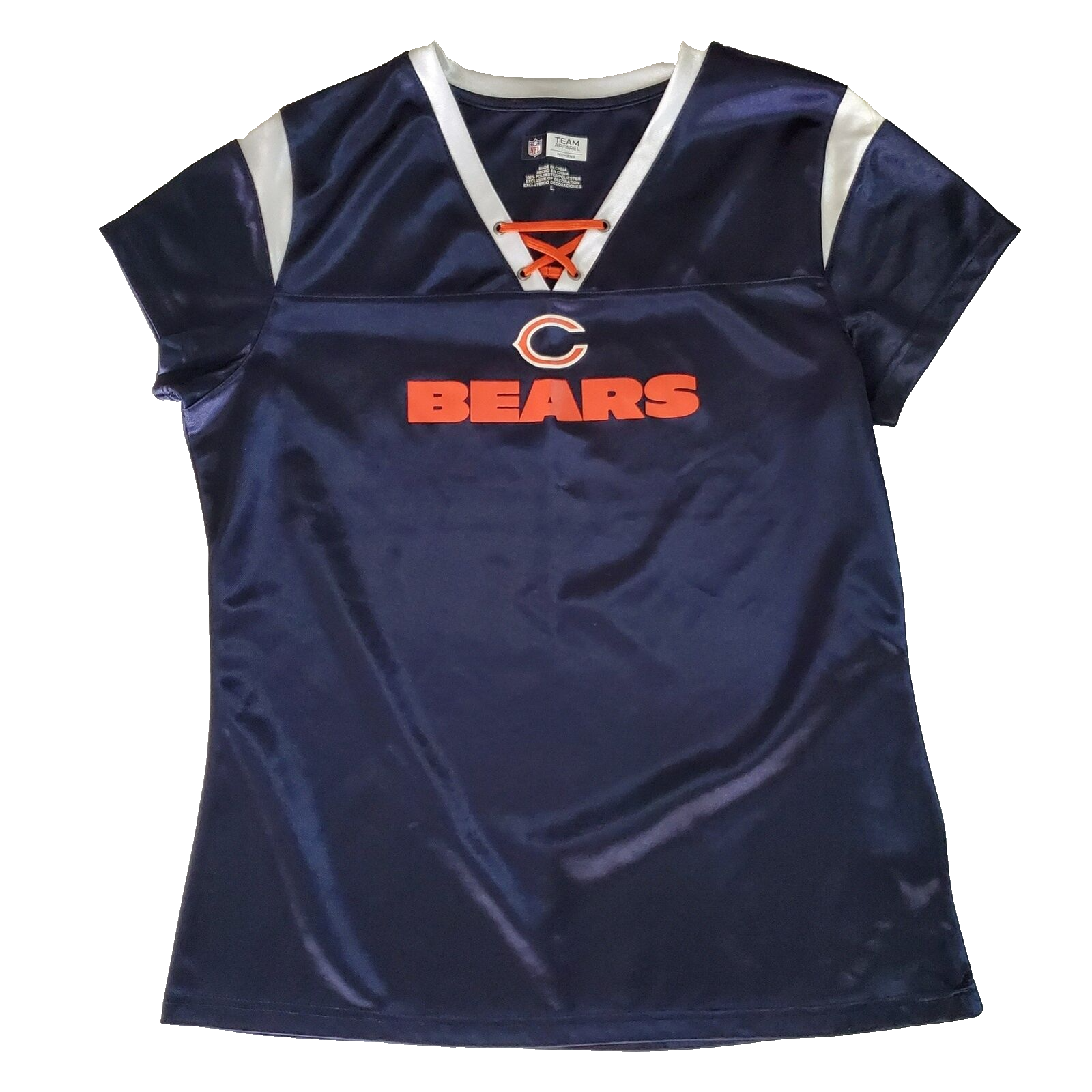 Women's SZ L Large Fitted NFL Team Apparel CHICAGO BEARS Jersey-Style Lace-Up