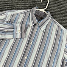 Ted Baker Shirt Mens Size 4 Large Blue Striped Long Sleeve Button Up Casual Work