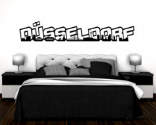 Düsseldorf Wandtattoo Schriftzug Skylinecollage