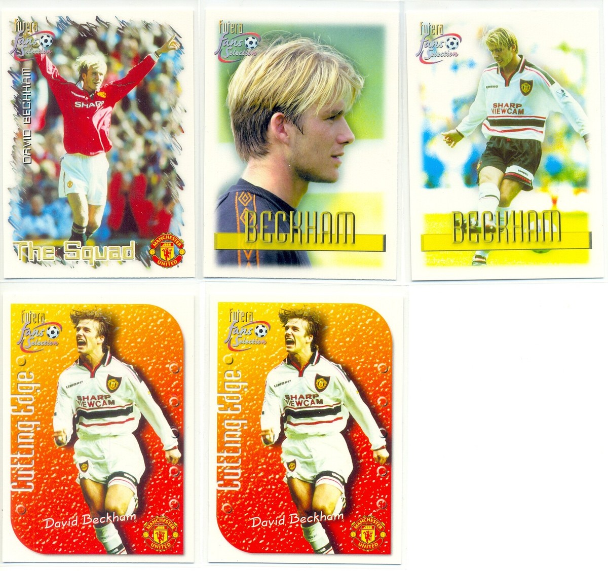 lot of different David Beckham cards from 1999 Futera Soccer