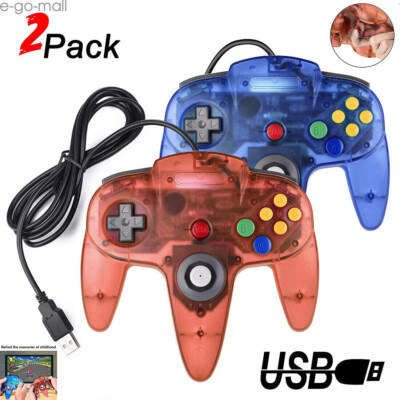 2PCS Wired USB PC N64 Controller for Window PC MAC Linux Raspberry Pi Games