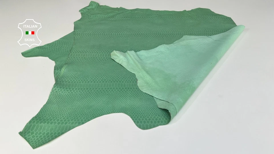 MINT GREEN SNAKE SHINY PRINT on Soft Lambskin leather 2 skins 10+sqf 0.6mm B5073 - Image 3 of 4