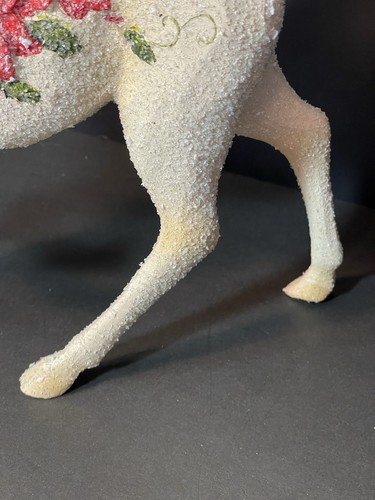 2017 Valerie Parr Hill Glistening Iced Reindeer Carved Poinsettia Design 12.5” H - Picture 6 of 13