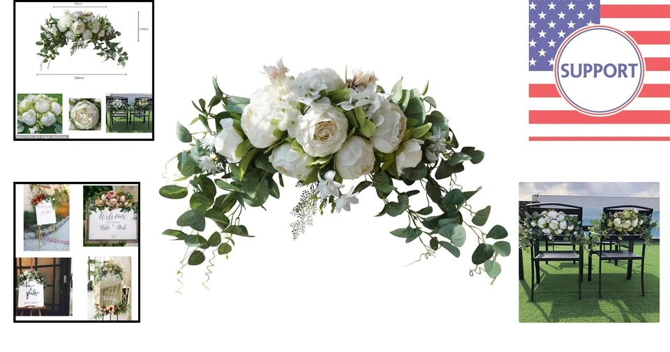 Bolso floral de 30 pulgadas con hojas verdes para bodas elegantes y centros de mesa Foto 2 de 4