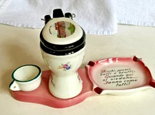 VTG Italian Ceramic Novelty Ashtray Cigarette Holder Cup Toilet Montecatini Term