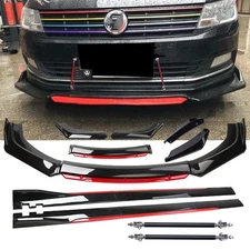 Front Bumper Lip Spoiler Splitter Glossy Black Red For Volkswagen CC Body Kit