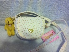Toddler Girl's Floral Heart Shoulder Purse with Attached Teddy Bear New