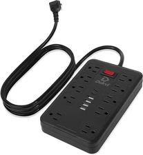 Surge Protector Power Strip with 10 Widely-Spaced Outlets & 6 6FT, Black
