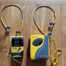 Sony Walkman Sports Lot x2 FM/AM Cassette Player  Radio Untested Vintage Yellow