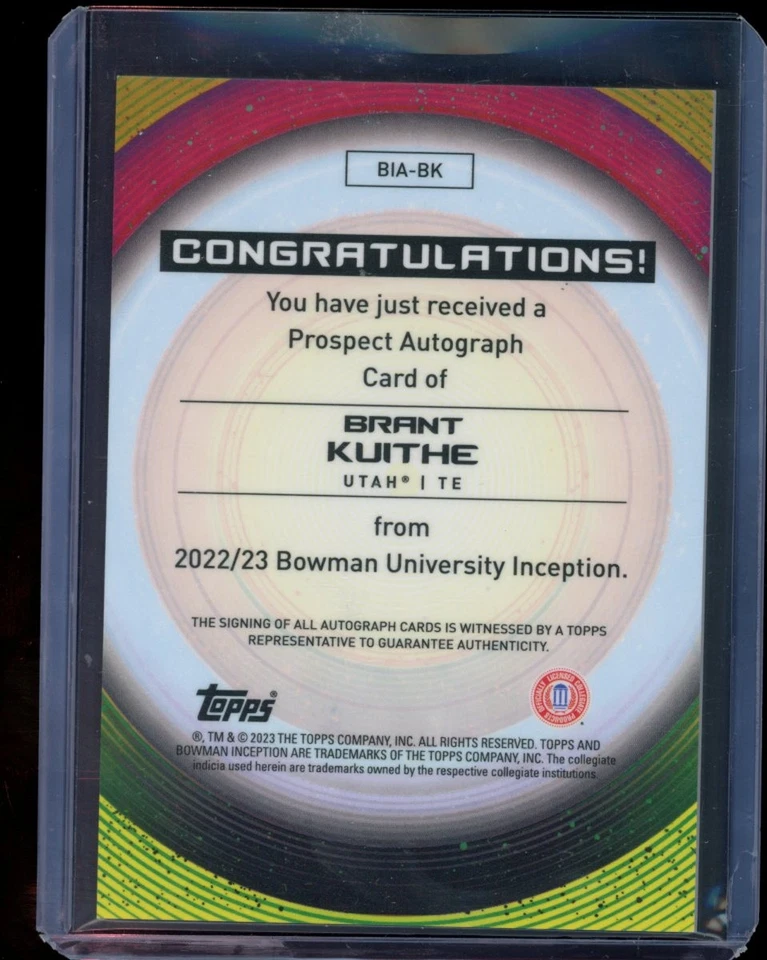 Brant Kuithe 2022-23 Bowman University Inception #BIA-BK Auto Blue Foil /99 - Image 2 of 2