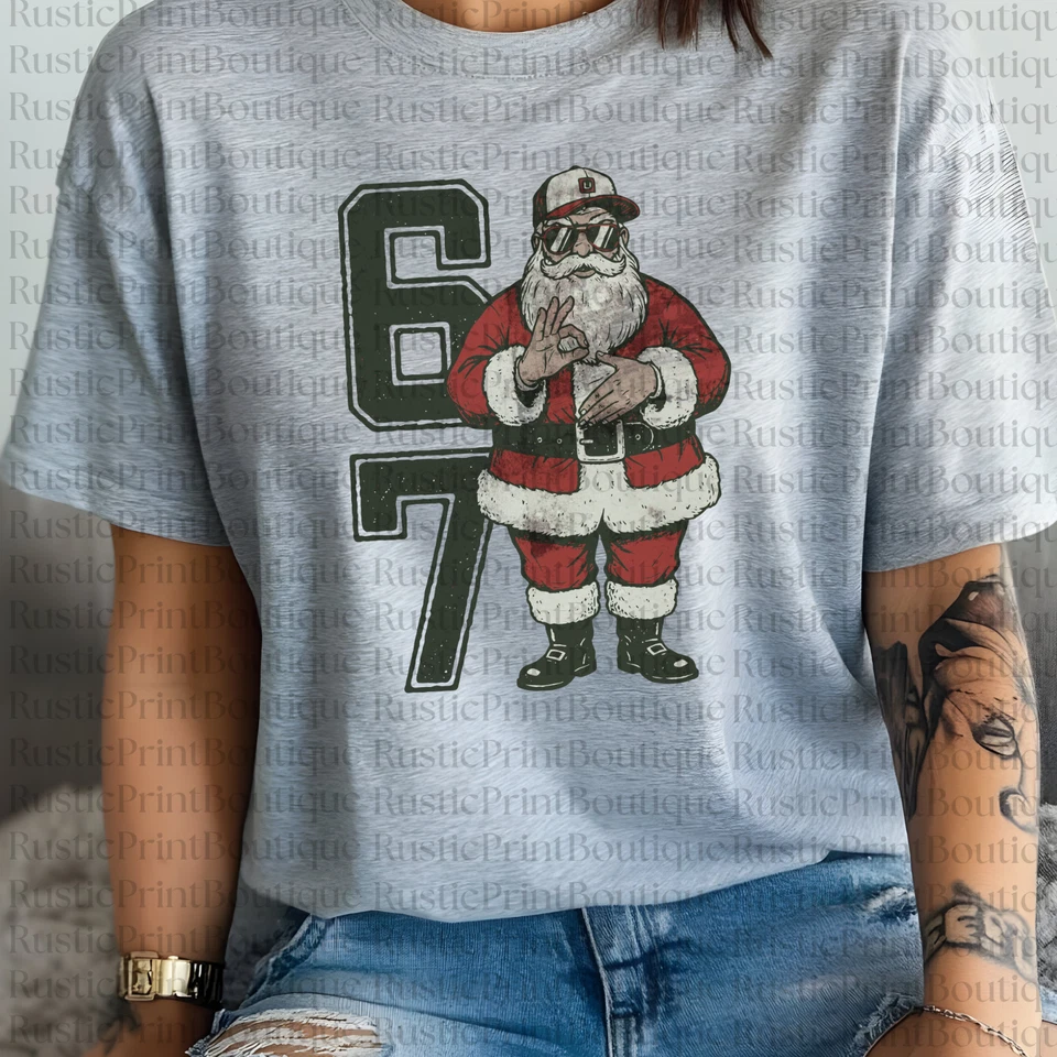 Camisa de Papá Noel 67 Camisa de Navidad Camisa de Navidad Vintage Camiseta de Navidad Six Seven Foto 2 de 4