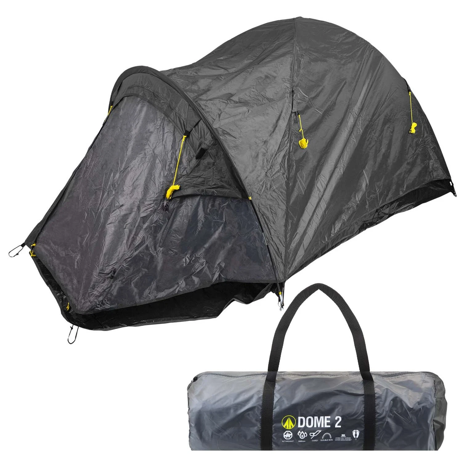 Dome Tent 2 Person Double Skin Taped seams, Built in groundsheet Slate
