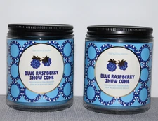 2 BATH & BODY WORKS SCENTED CANDLE BLUE RASPBERRY SNOW CONE 1 WICK JAR 7 OZ NEW