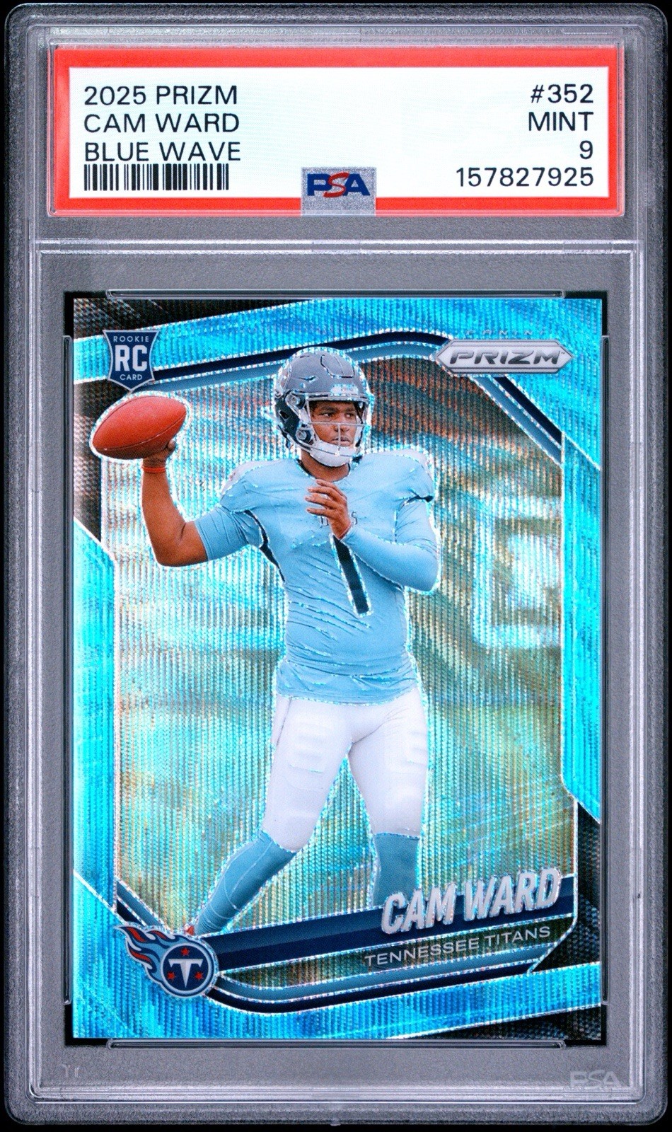 2025 Panini Prizm Cam Ward Blue Wave Prizm /230 RC Rookies #352 Titans