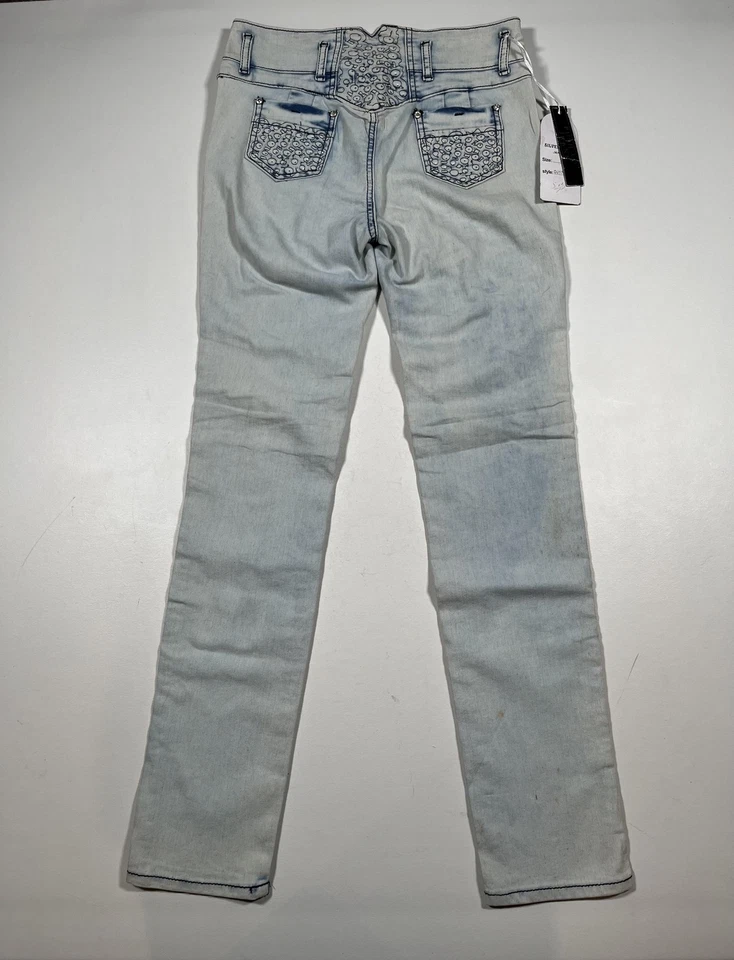 Silver Diva Jeans Womens 7 Light Wash High Rise Skinny Distressed Push Up DJT41 - Image 2 of 4