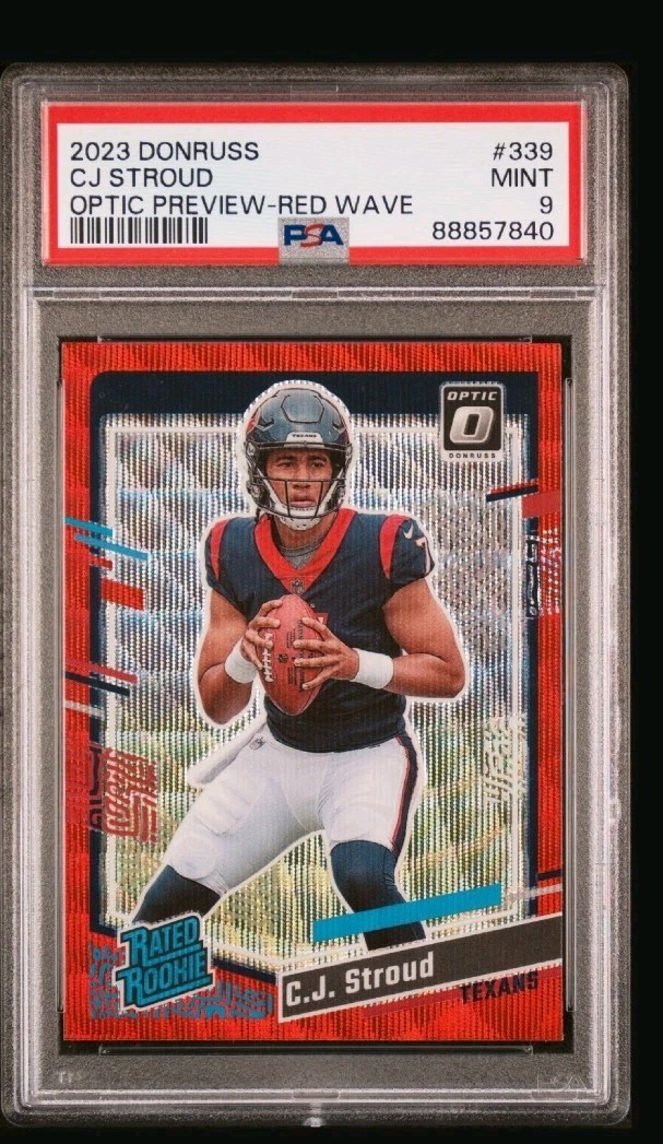 CJ Stroud 2023 Panini Donruss #339 Optic Preview Red Wave RC PSA 9 B5