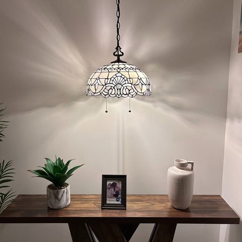 Tiffany Style Hanging Lighting White Stained Glass Baroque Style 75'H*16"W*16"D - Bild 5 von 9
