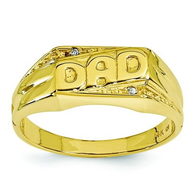 14K Yellow Gold Diamond Dad Mens Ring Jewelry Sz 10