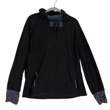 Old Navy Active Hoodie Womens Large Black Fleece Pullover Cowl Neck Thumbholes