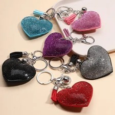 Bling Rhinestone Heart Keychain  Bag Charm with Tassel NWOT