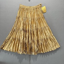 Vintage Malco Modes Country Western Square Dancing Maxi Skirt Size L Gold NEW