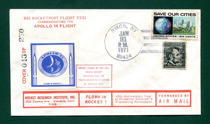 Apollo 14 Rocketpost Flight XXXI Event Cover - Rocket Research