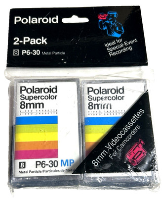 Polaroid Supercolor Metal Particle 8mm P6-120 MP Video Cassette  2 Pack