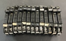  LOT OF 13 GE THQP115 15 amps Thin Standard Single Pole Circuit Breaker Used