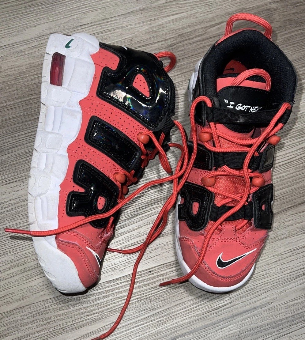 Nike Air More Uptempo Basketball Red Black Size Y
