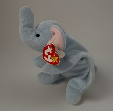 Rare Ty Beanie Baby Peanut The Elephant Light Blue Pvc Pellets Tag Error 1995