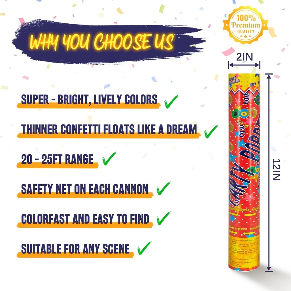 Paquete de 6 poppers de confeti multicolores biodegradables  Foto 4 de 4