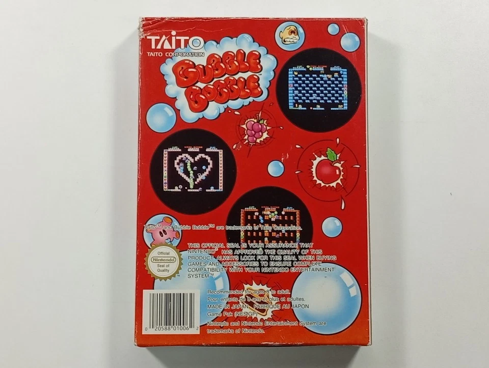 BUBBLE BOBBLE NINTENDO NES PAL-B FRA (COMPLETE - BOX/MANUAL DAMAGED) - Photo 2/4
