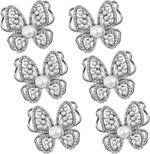 White Cloak Clasp Fasteners, 6 Pairs Butterfly Fasteners Chinese Knot Frog Butto