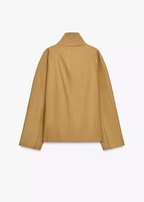 ZARA MINIMAL OVERSIZED SHORT TRENCH ZW COLLECTION Caramel | 3833