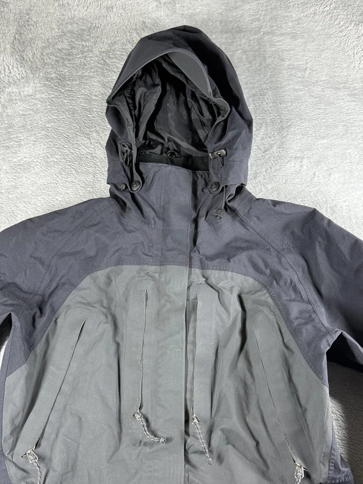 Chaqueta Mountain Hardwear Mujer Talla 8 Negro Gris Conducto Abrigo Impermeable con Capucha Foto 2 de 4